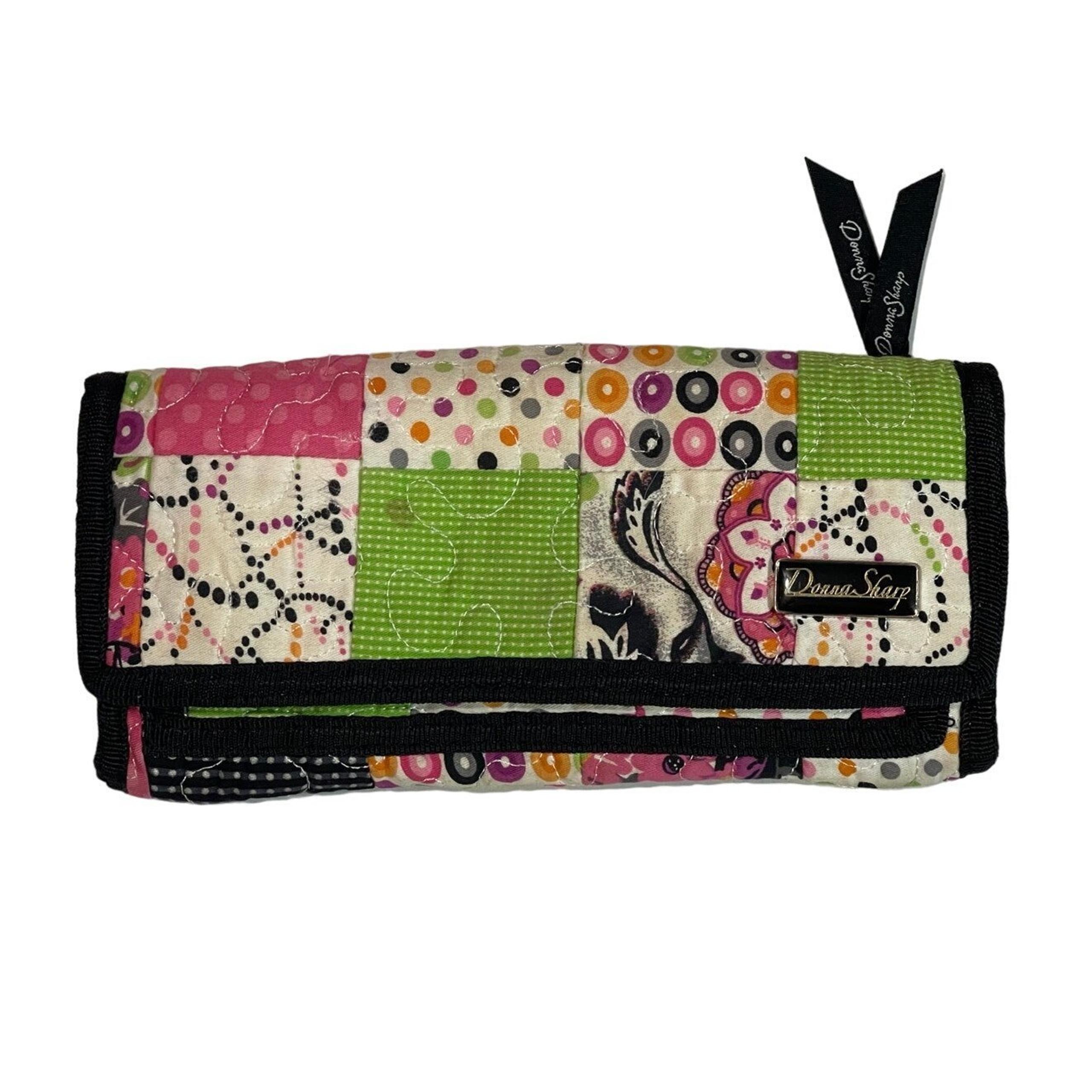 Donna Sharp Women's  Quilted Patchwork Wallet Checkbook Green Pink Black-Boho