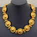 Vintage Unsigned Gold-tone Round Medallion Links 16” Chunky Statement Necklace