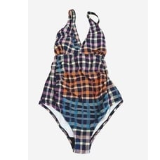 EUC Motherhood Maternity One Piece Plaid Multicolor Swimming Suit