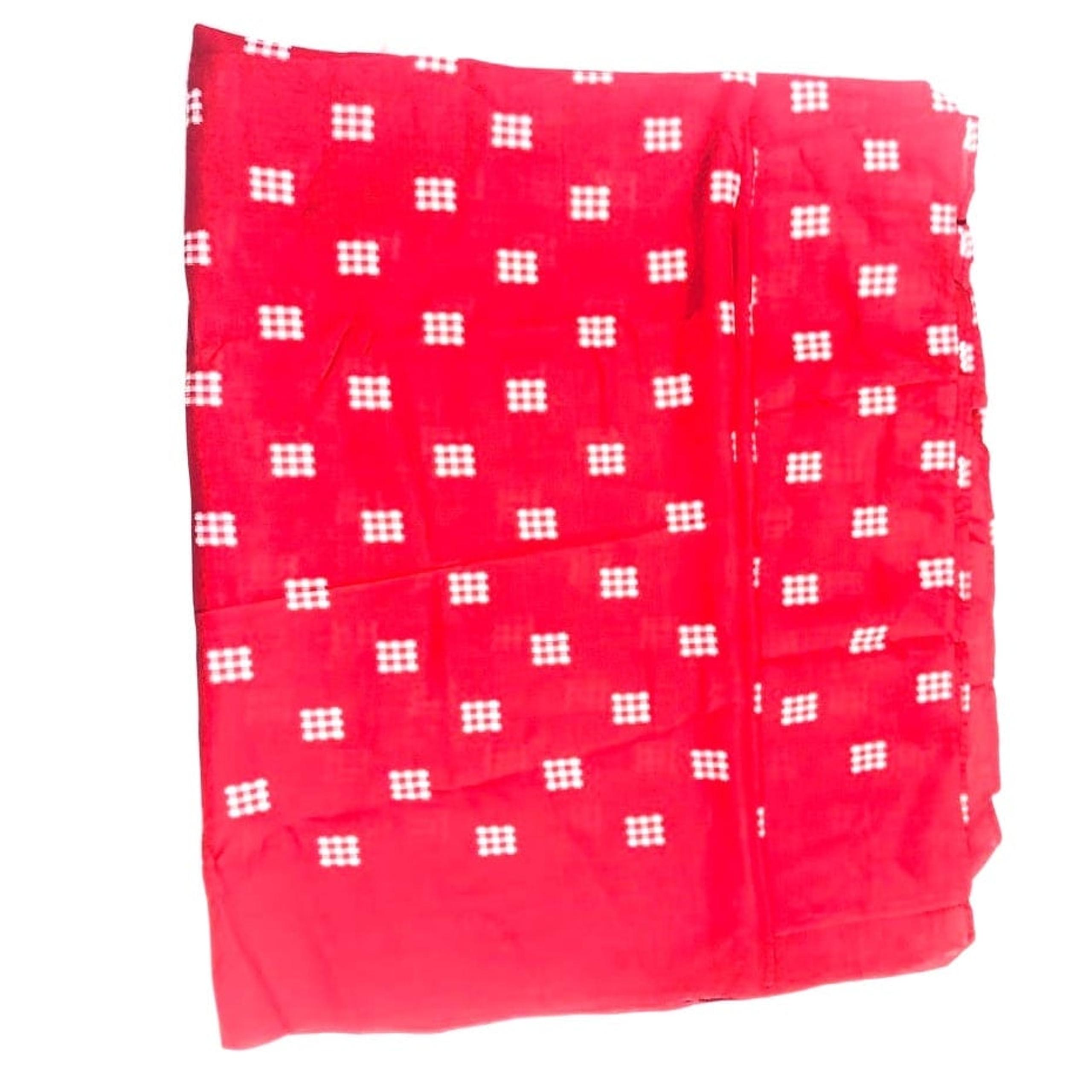 Tablecloth Vintage Checker Gingham patch embroidered Red Linen Farmhouse large - American Vintage