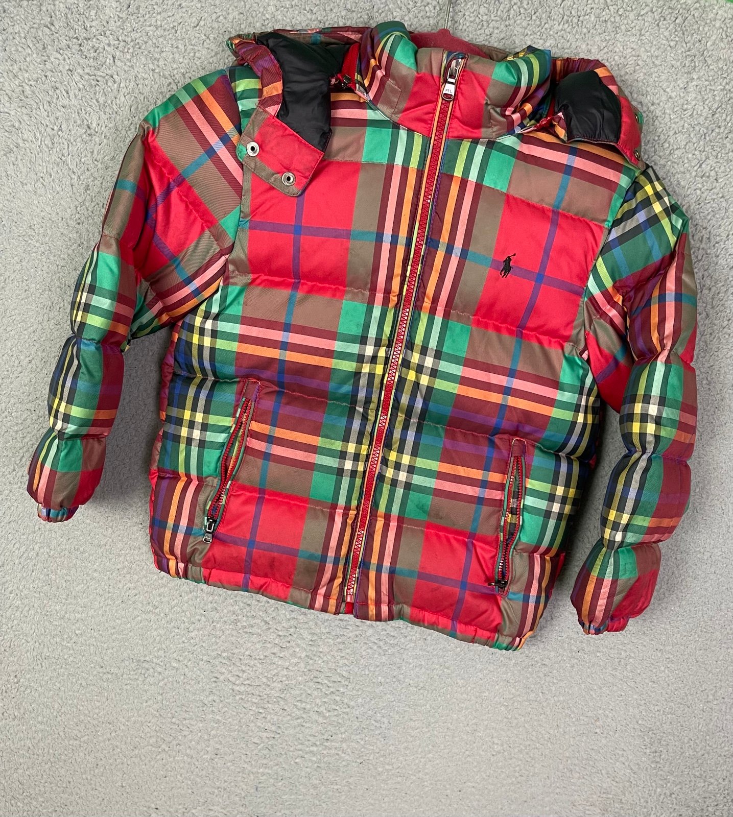 Kids polo Ralph Lauren plaid puffer jacket