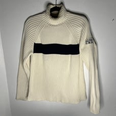 Vintage Polo Jeans Co. Sweater Mens Size L Ralph Lauren Cream Ribbed Turtleneck