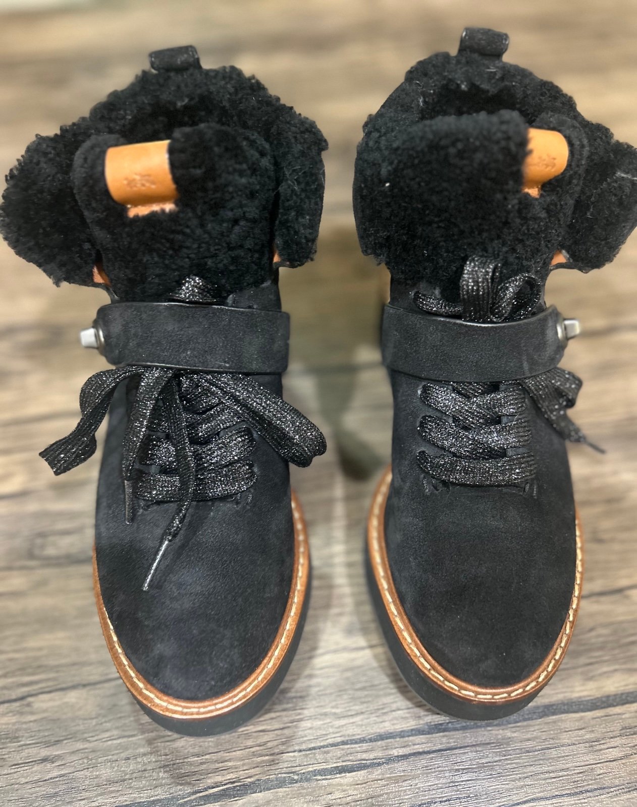 COACH G1354 Urban Hiker Boots, Black Suede, Womens Size 7.5B
