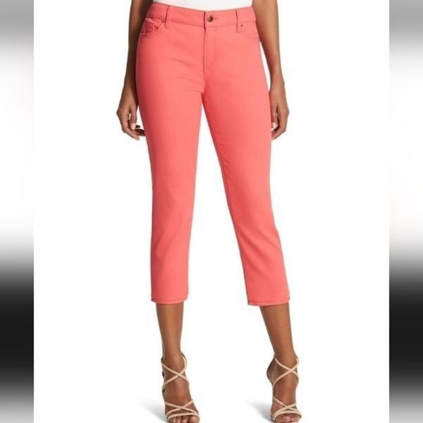 Chico's Platinum Tropical Pink Cropped Jeans Size 0 NWT!