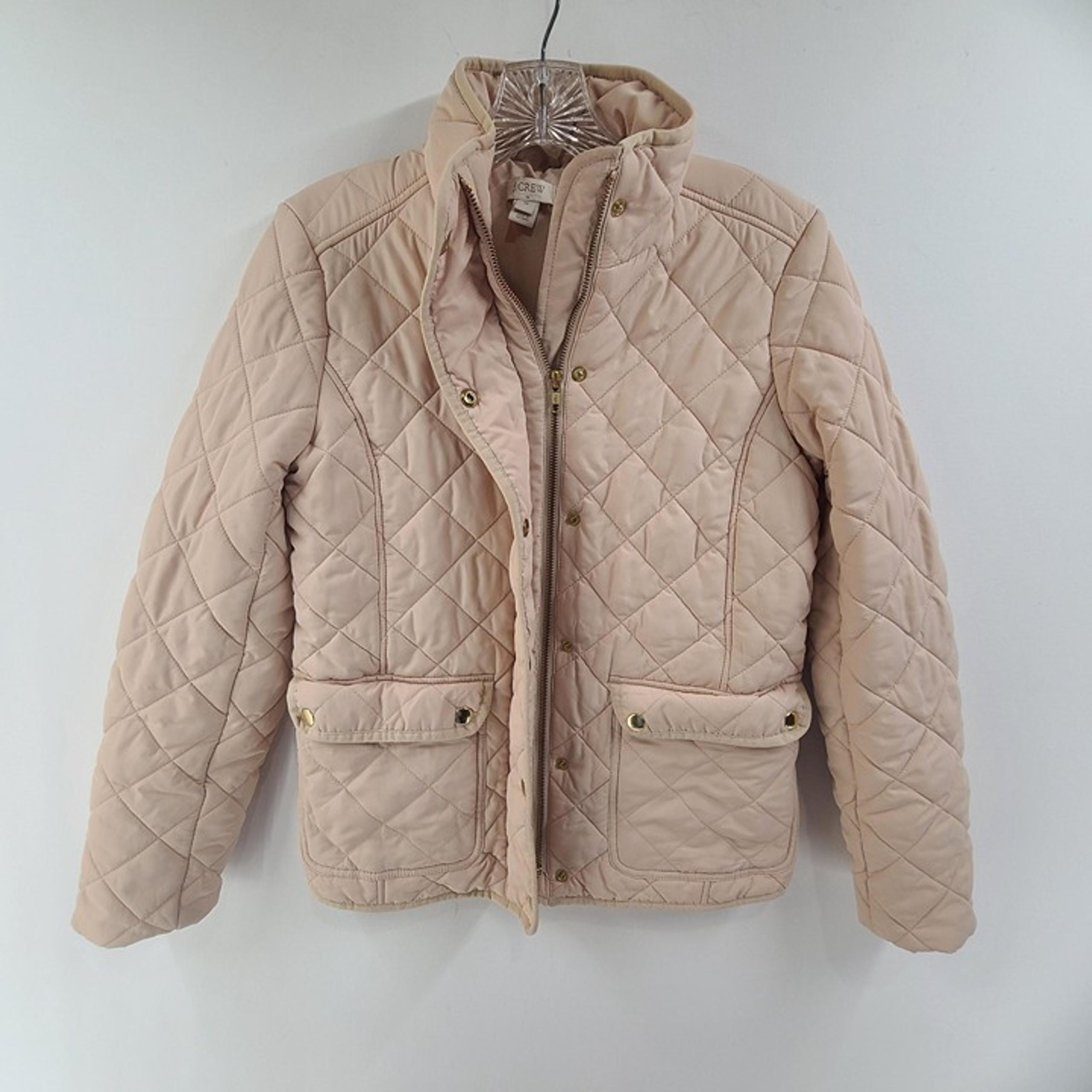 J. Crew quilted puffer jacket Women's size small cream insolated waist length