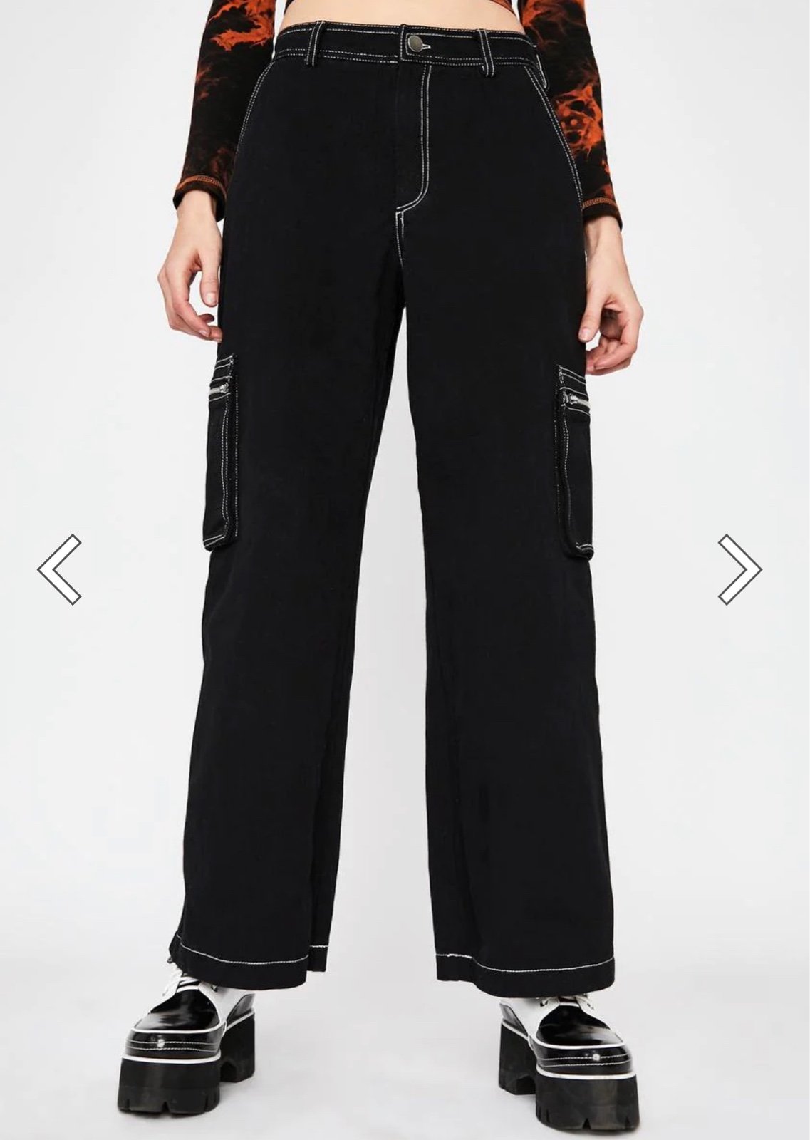 Dollskill Current Mood Hard Knox Contrast Stitch Jeans Baggy Pants