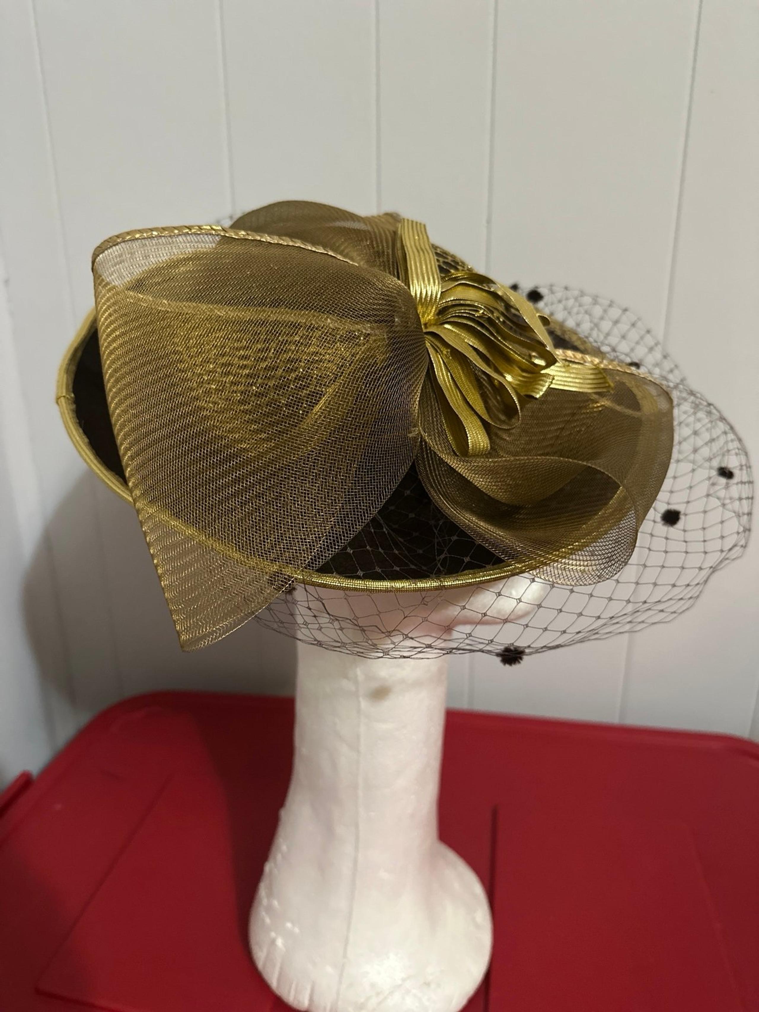 Vintage Brown & Gold Felt (Doeskin) Hat 100% Wool
