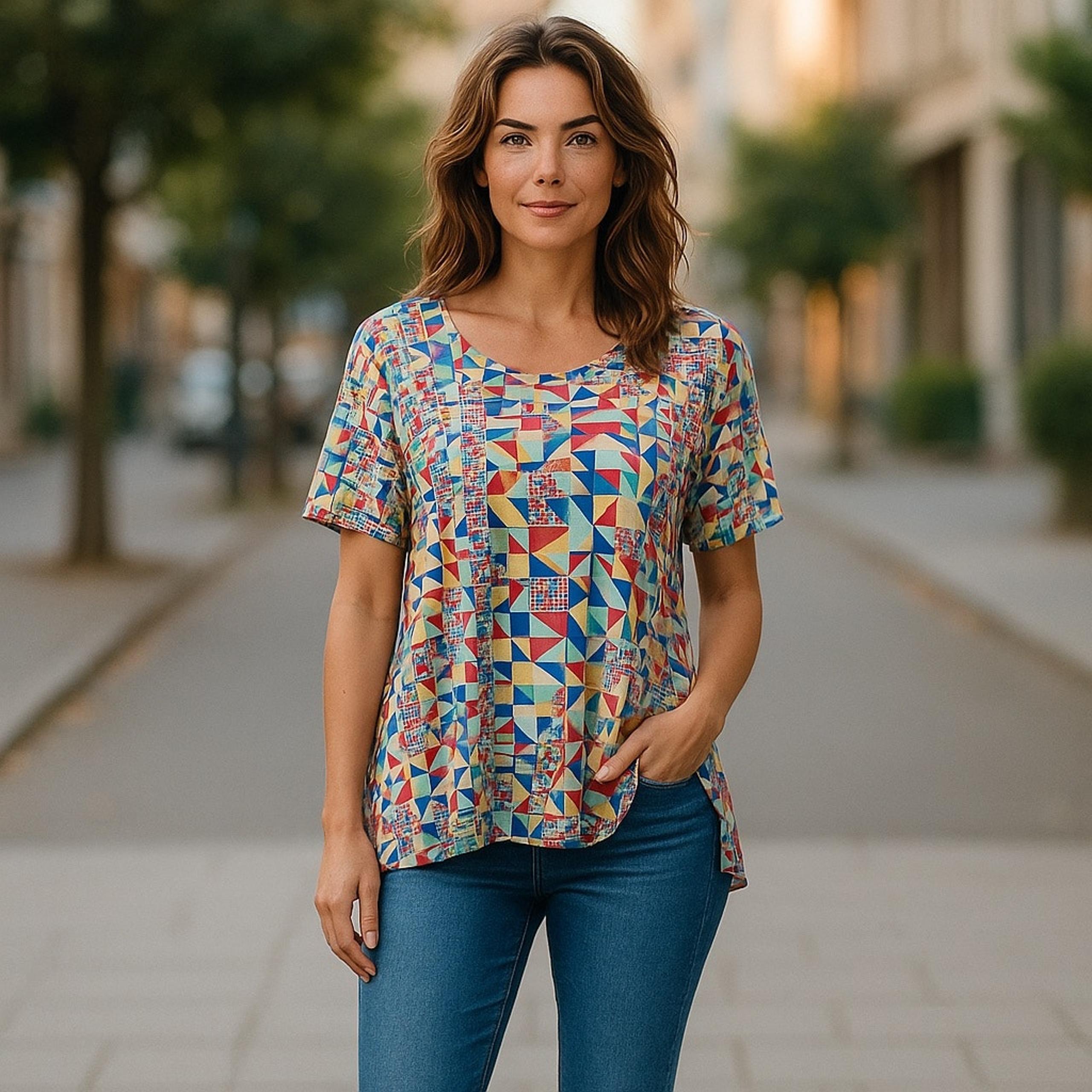 LuLaRoe Womens Perfect T Size Medium Blue Red Mustard Peach Mint Geometric NEW