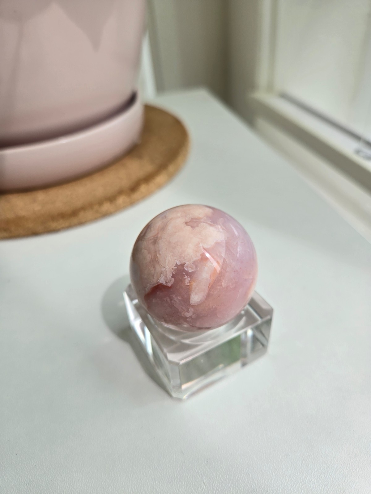 Carnelian Flower Agate Crystal Sphere