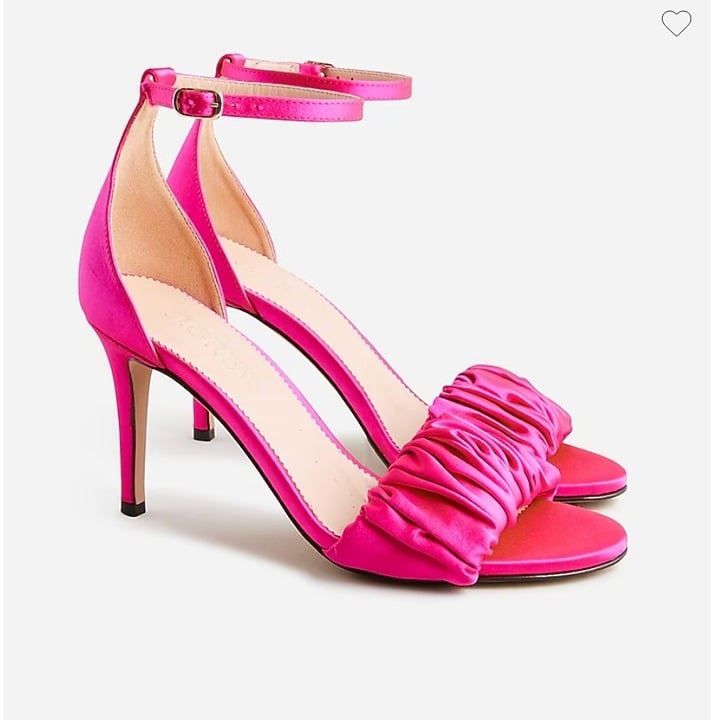 J.Crew 298 Collection Rylie Ruched-Strap Heels in Satin Fuchsia Size 8.5 BV709