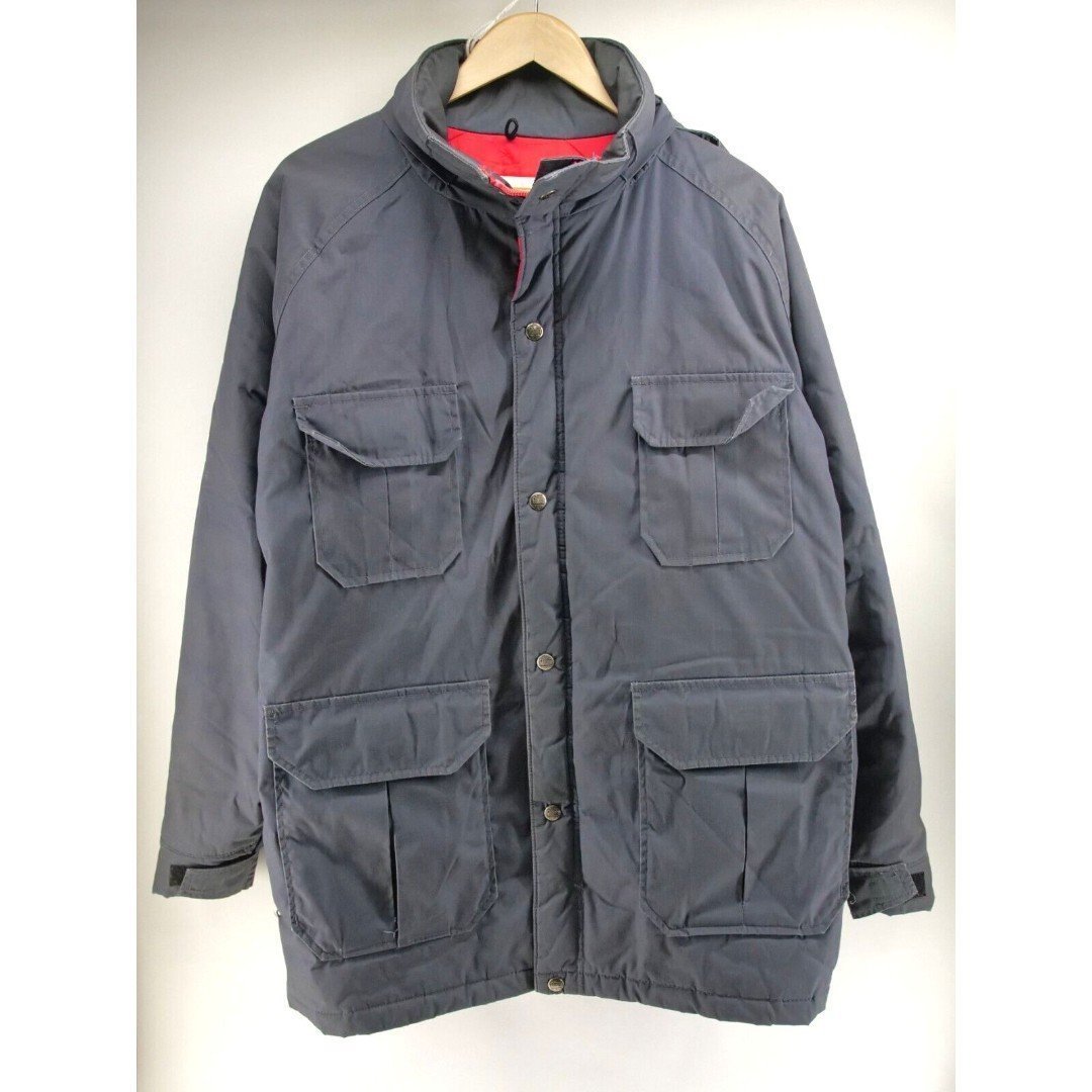Vintage 80s Woolrich Mens Parka Coat 33334 Size Large Color Blue Made In USA