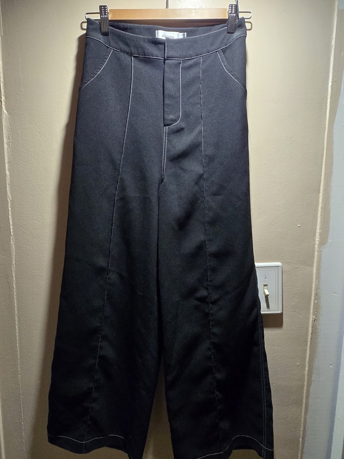 Johanna Black high-waisted slacks with white trim size small