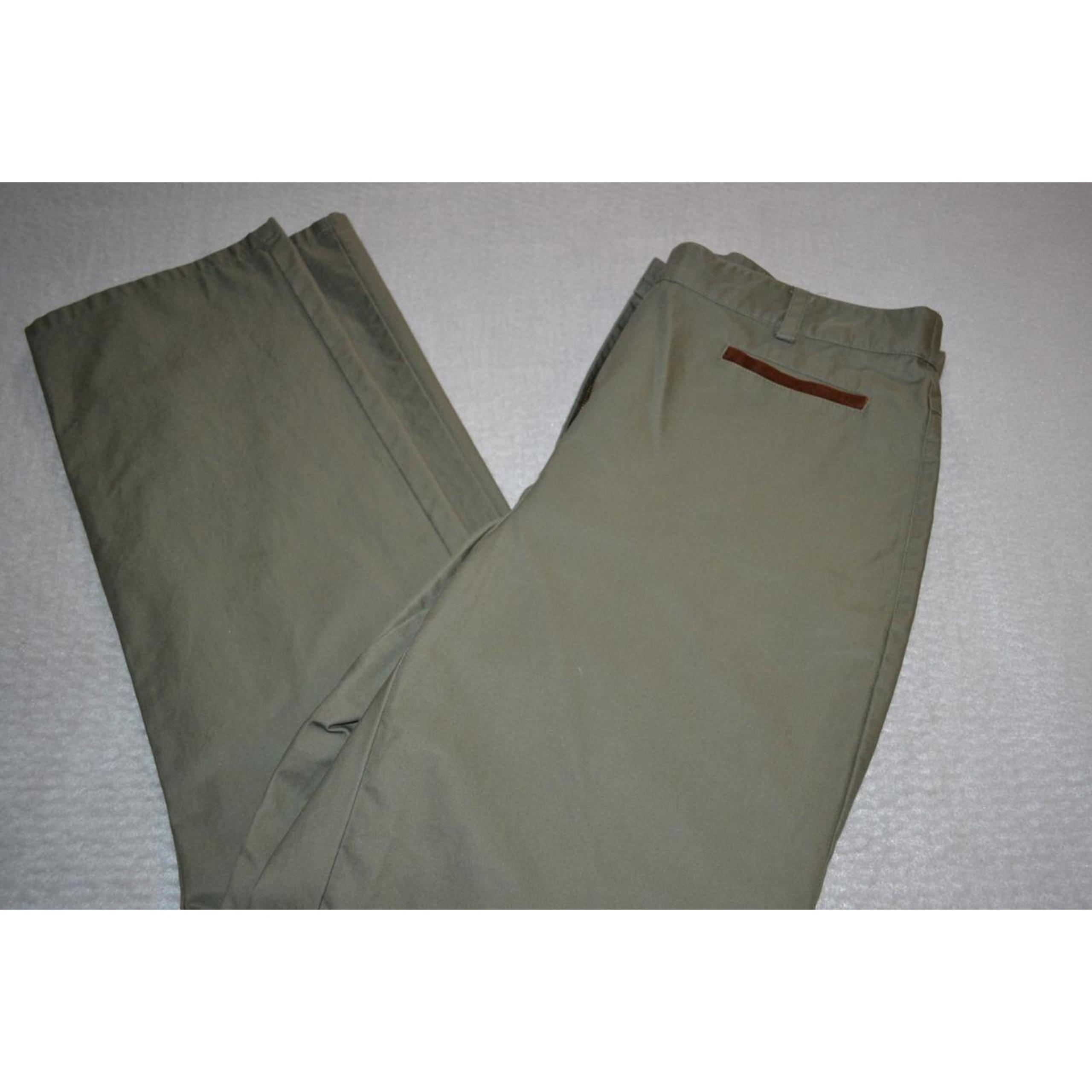 Orvis Pants Womens Size 30 X 30 Khakis Chinos Flat Front Green Brown Trim