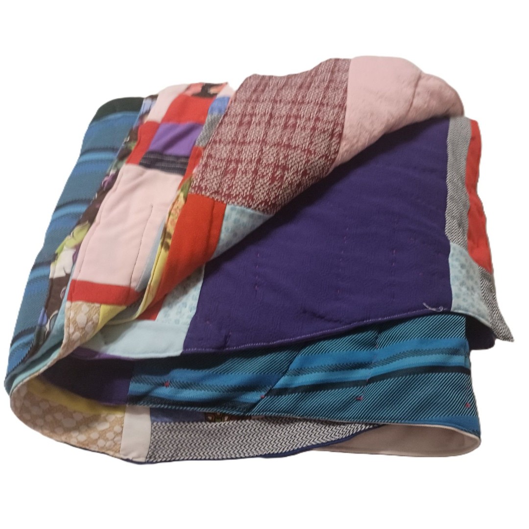 Handmade Quilt: One of a Kind, Multicolor Vintage Scrap Fabric (1960s)