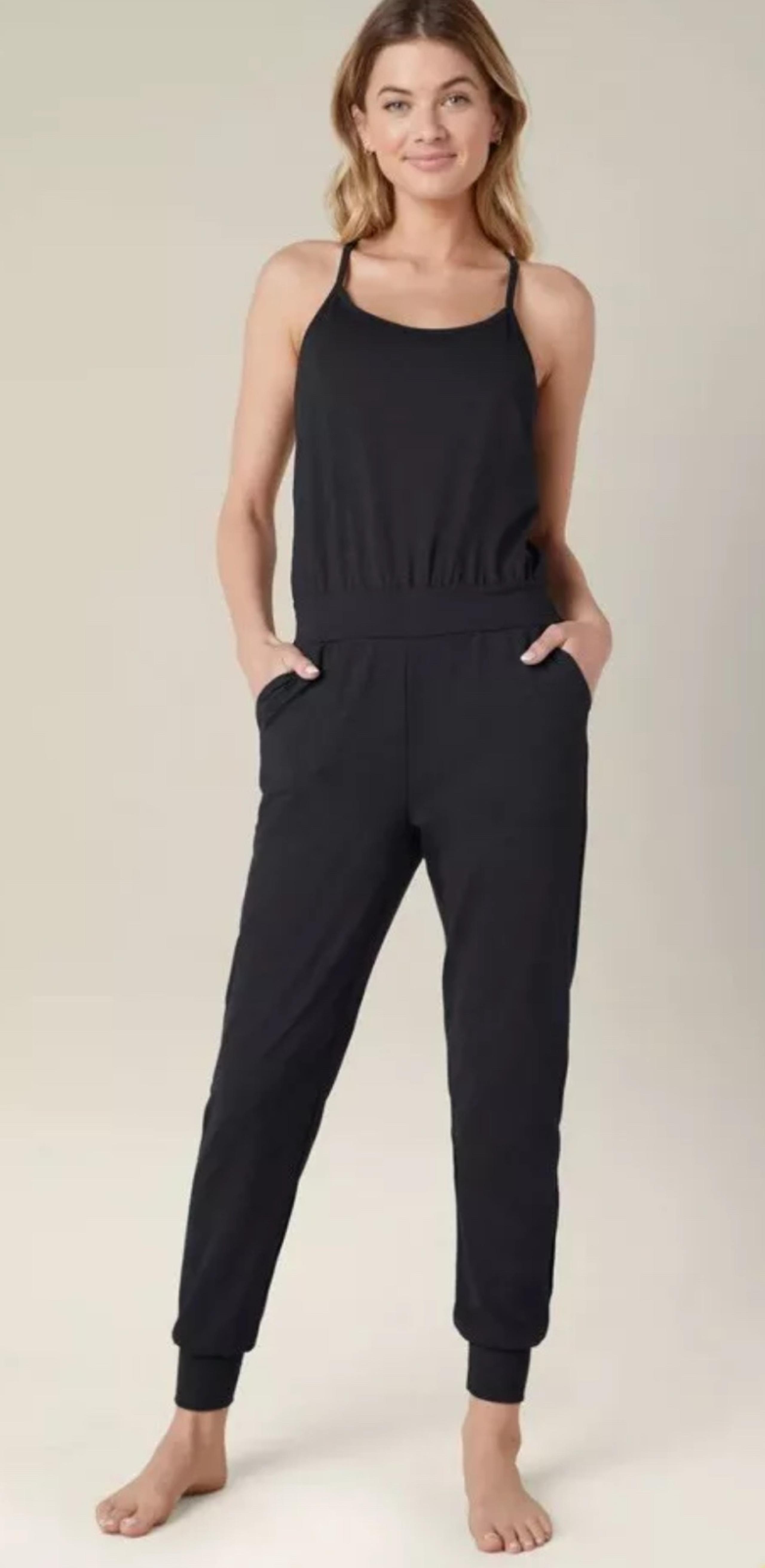 NWT Beyond Yoga Heather Rib Lounge Around Jumpsuit in Black - Size Small