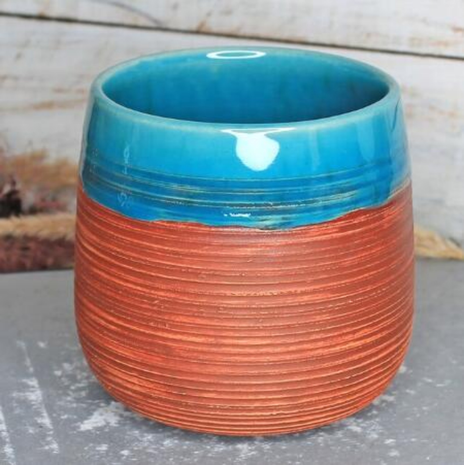 Large Blue-Brown Ceramic Glass