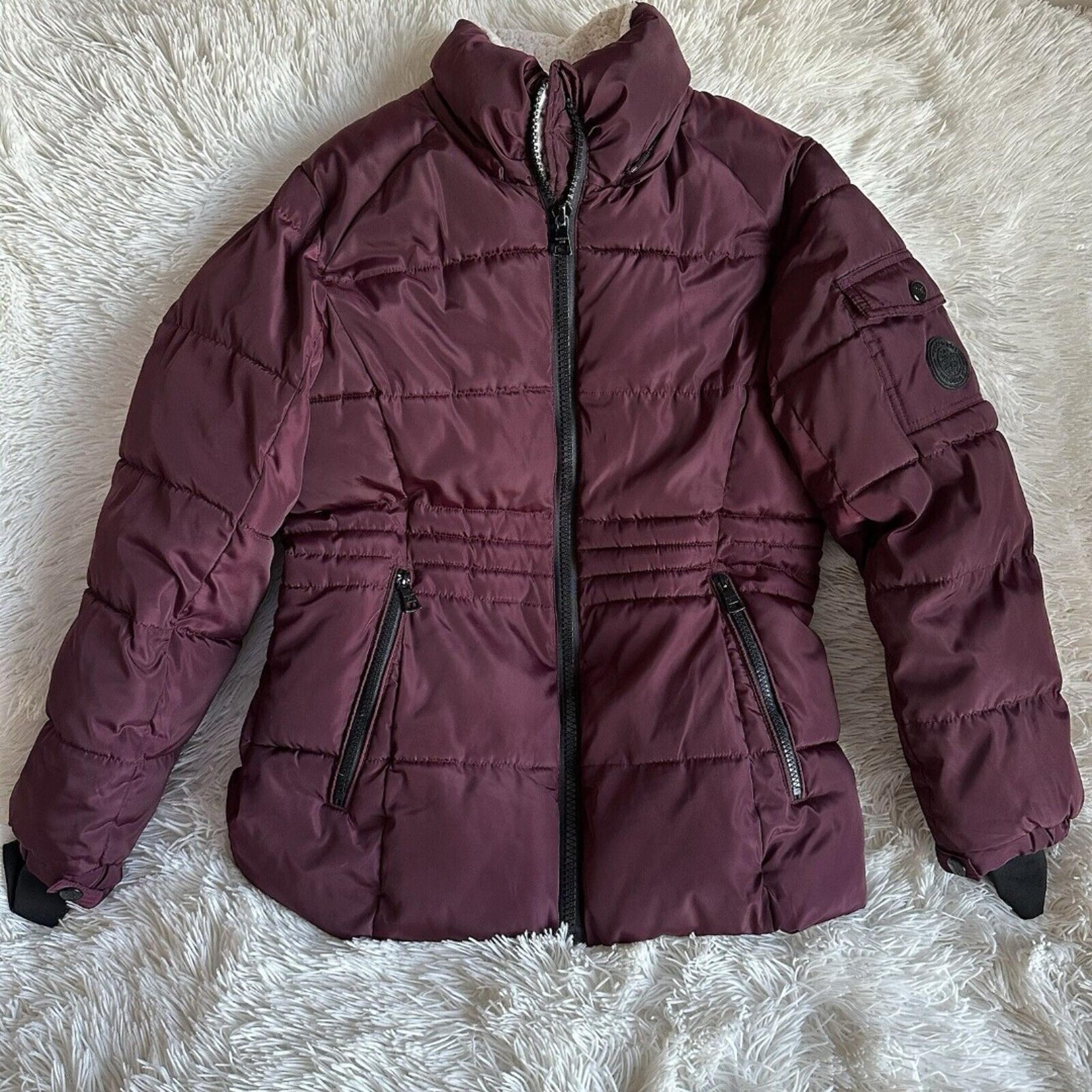Madden Girl Full Zip Juniors Size L / 14 Puffy Jacket Burgundy Coat