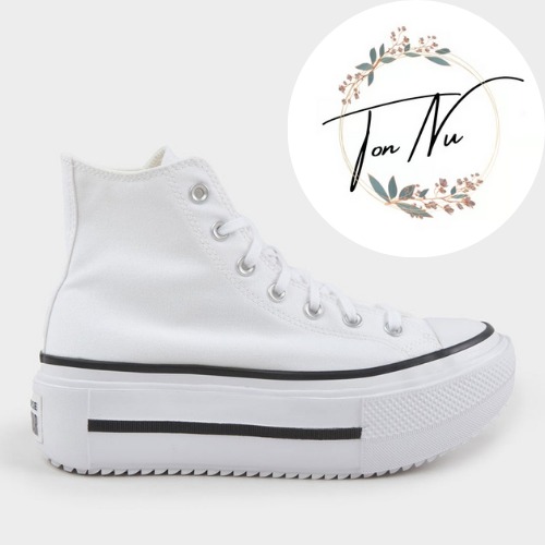 NWT Converse Women's Double Stack High Top Shoes Color: WHITE Sz: 8.5 DKS85