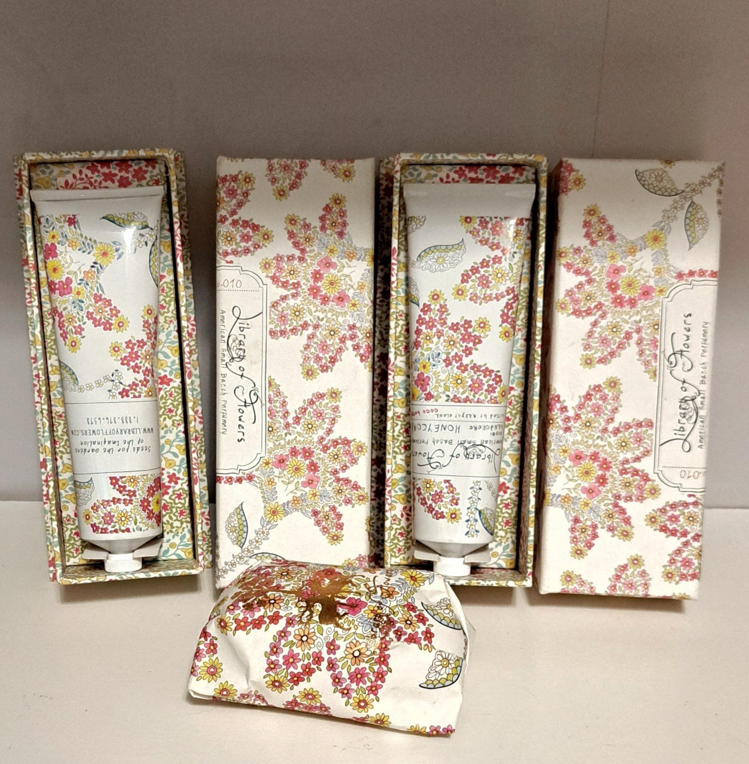 LOT × 2 Library Of Flowers Honeycomb Handcreme hand cream lotion + perfumed soap