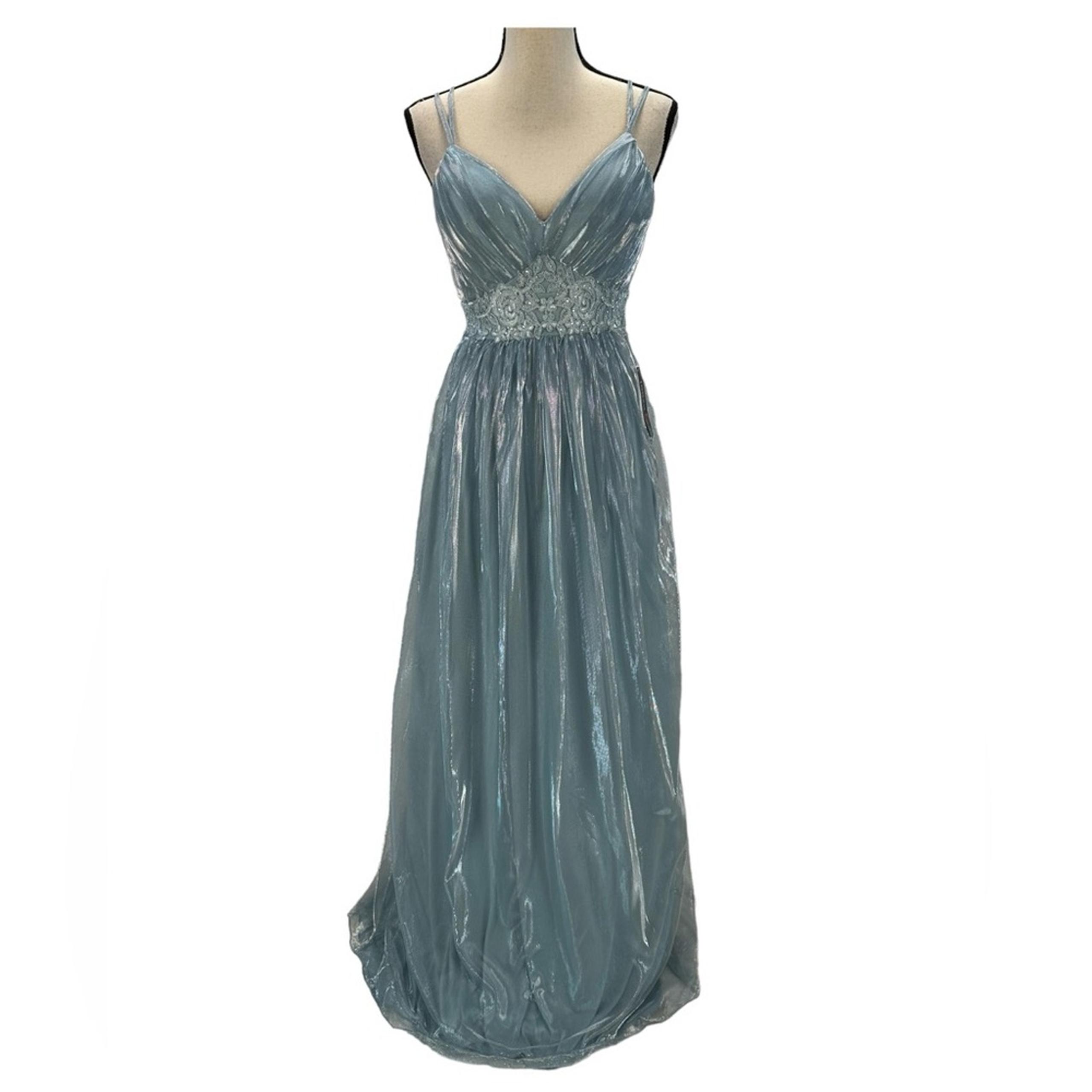 Teezeme Spaghetti Strap Embroidered Beaded Formal Gown - Light Blue - size 5/6