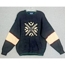 Vintage PENDLETON Sweater Mens Large Geometric Snow Print Blue 100% Virgin Wool