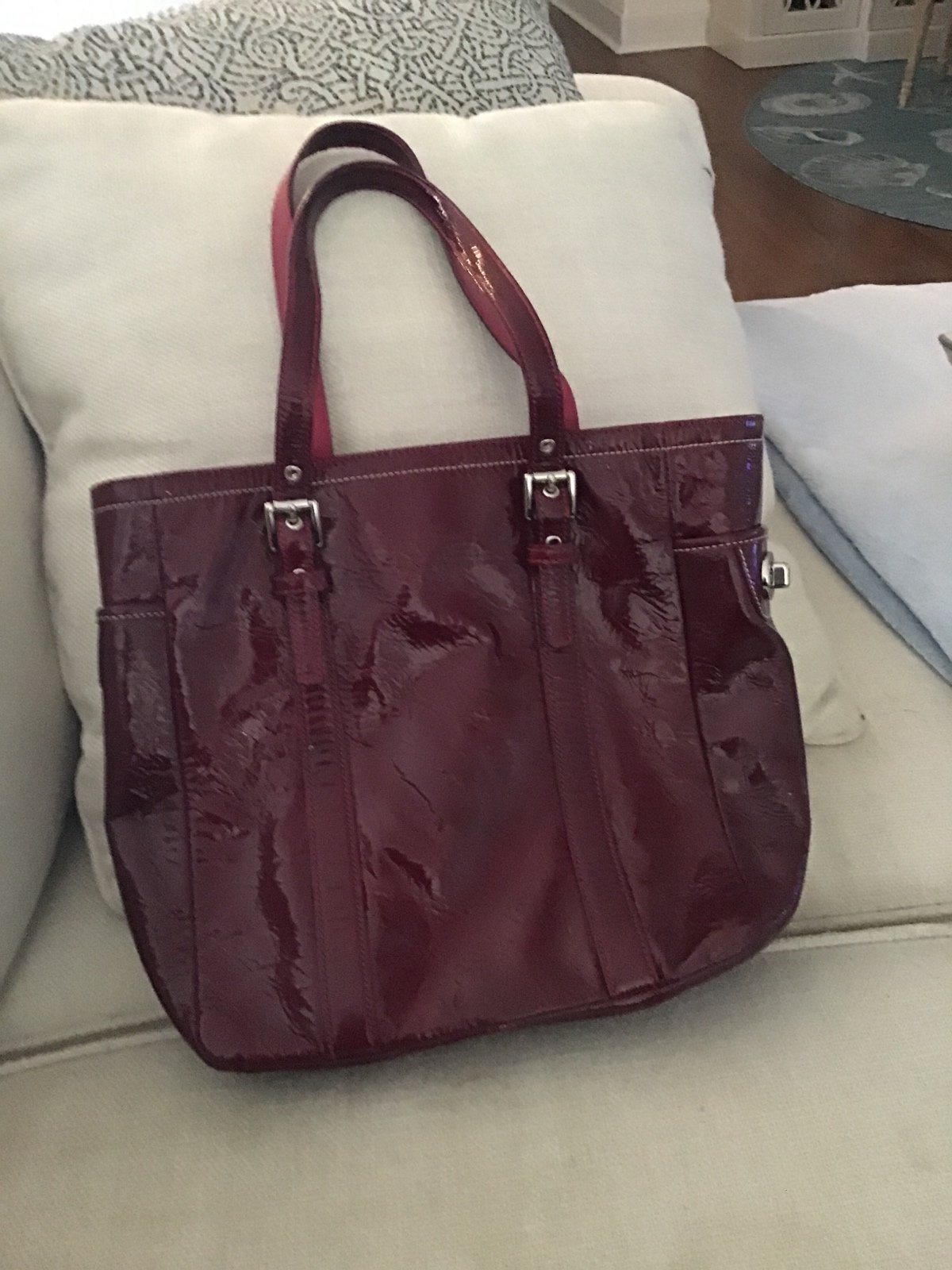 Coach Burgundy Patent Leather Bag. Vintage