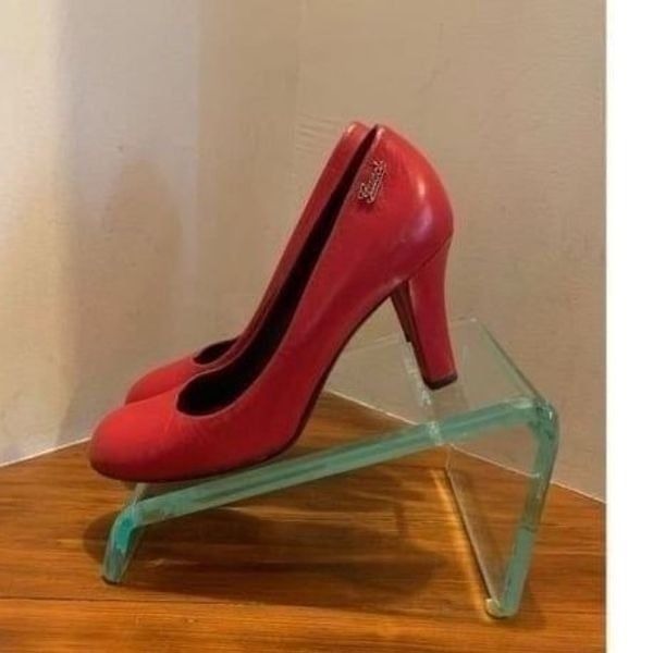 Gucci Womens Red Round Toe Stilettos Heel Platform Pump Shoes Size 40