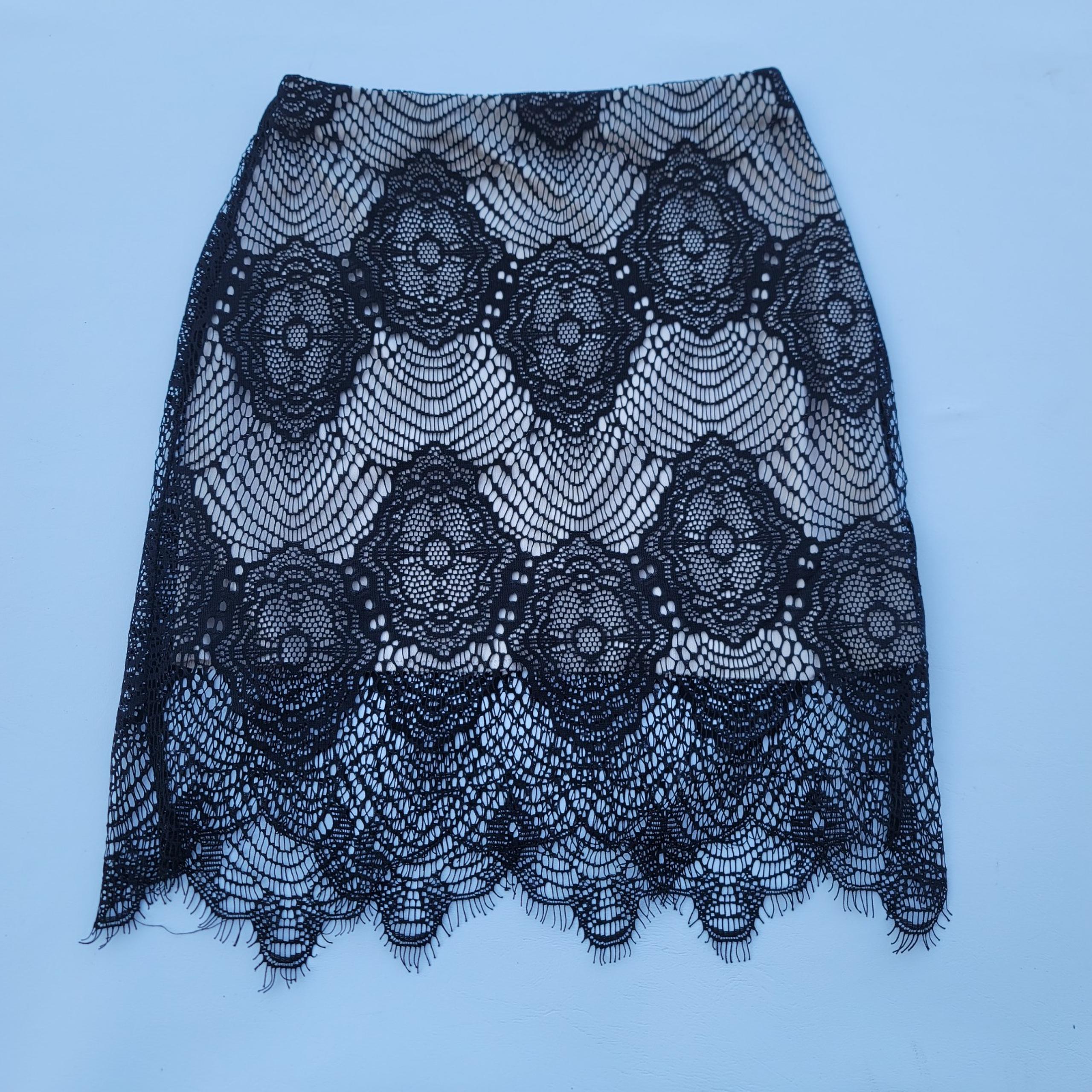 Papaya Black Tan Women’s Stretchy Lace Pencil Straight Mini Skirt Size S

Sk2