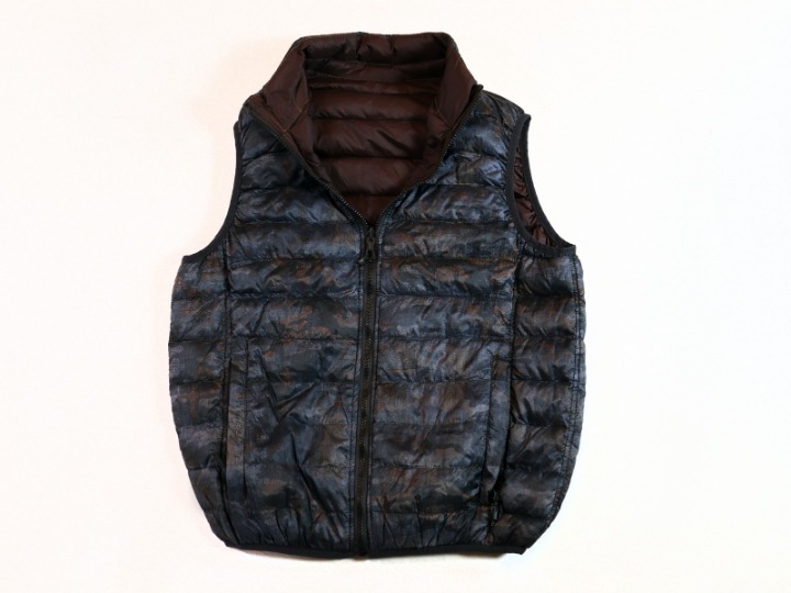 HAWKE & CO Camo Brown Reversible Packable Duck Down Vest Jacket