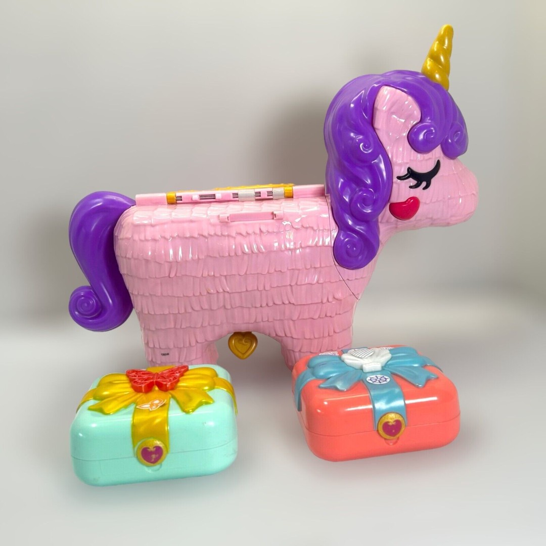 Polly Pocket Compact Playset Lot Some Dolls Unicorn Party Hidden Hideout