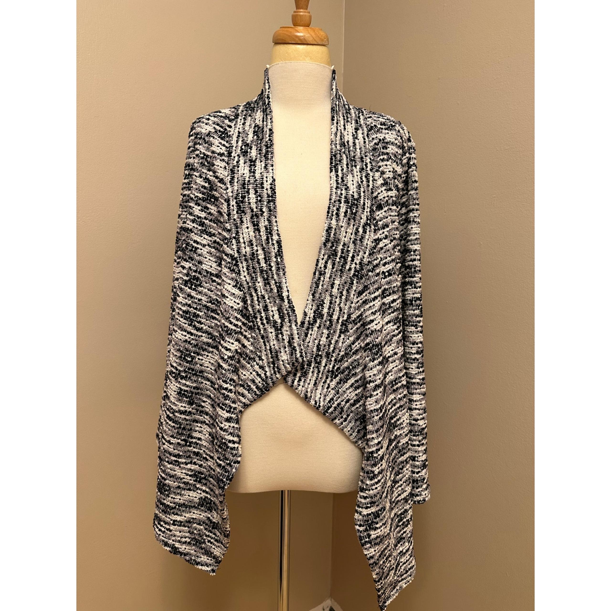 Open Front Knit Cardigan Black/Gray/White Sz XL - Vince Camuto