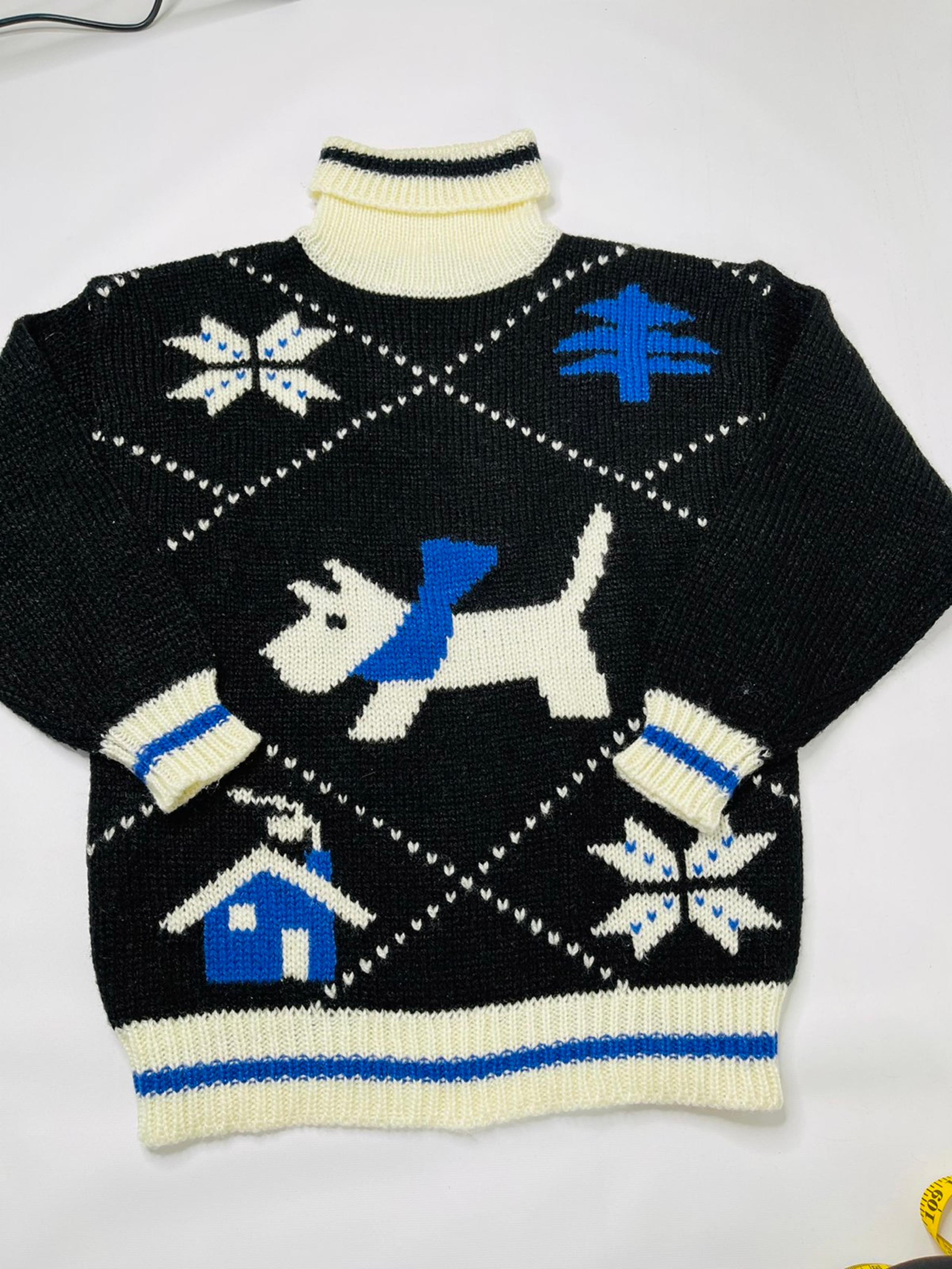 80s Scotty Dog Puppy Turtleneck Sweater