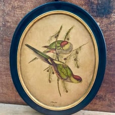 Vintage Plaster Art Print J Gould Love Birds, Chalk Ware Wall Plaque
