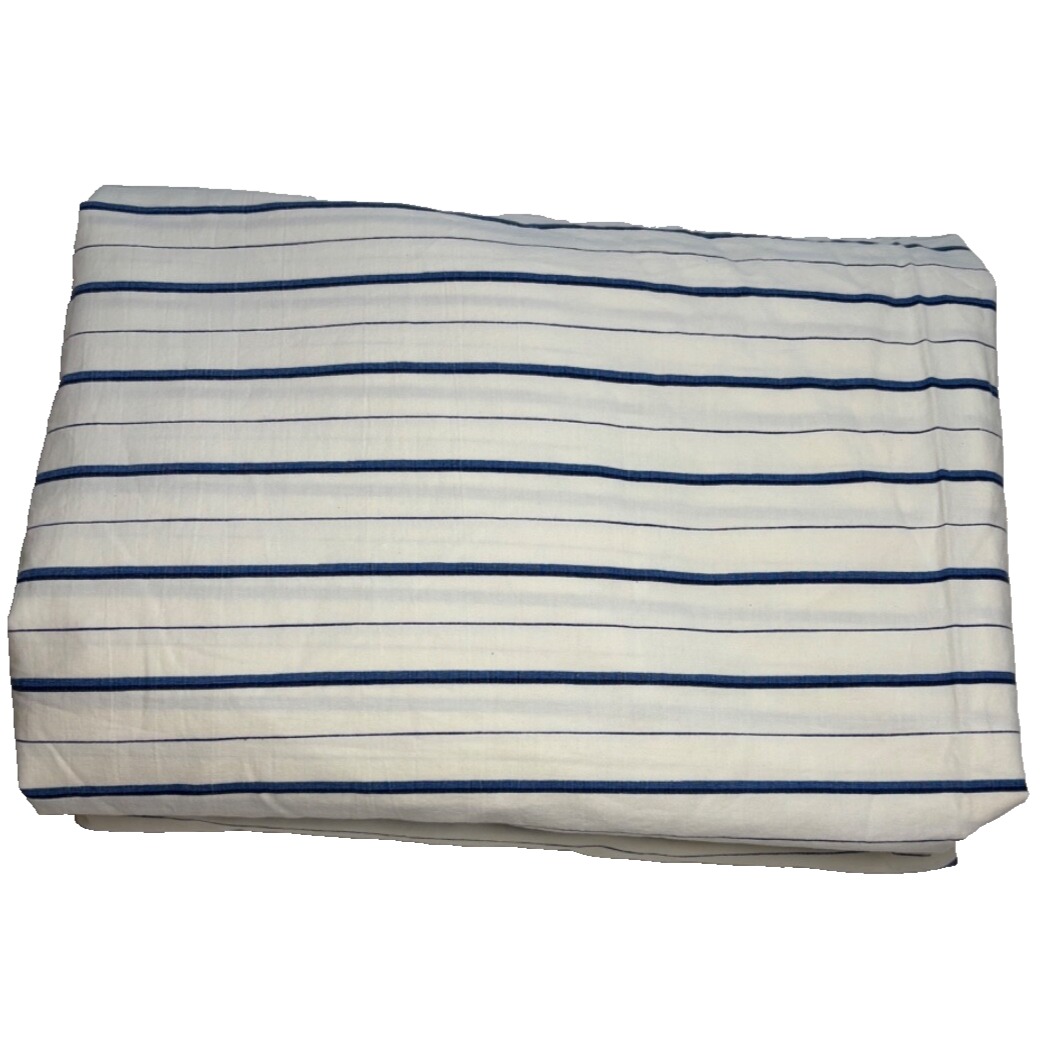 Ralph Lauren QUEEN Jonquil Porcelain Fitted Sheet Vintage 100% Cotton White Blue