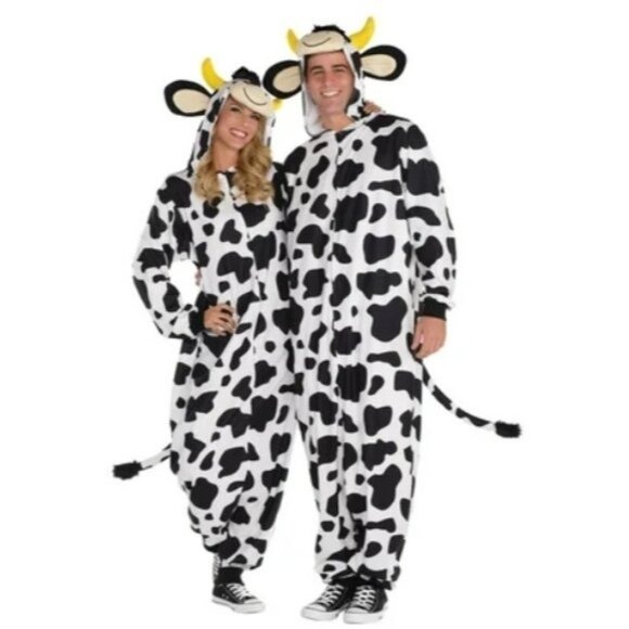 Cow Zipster Adult Unisex L/XL Fits Up to 46 Hooded Jumpsuit Halloween Costume