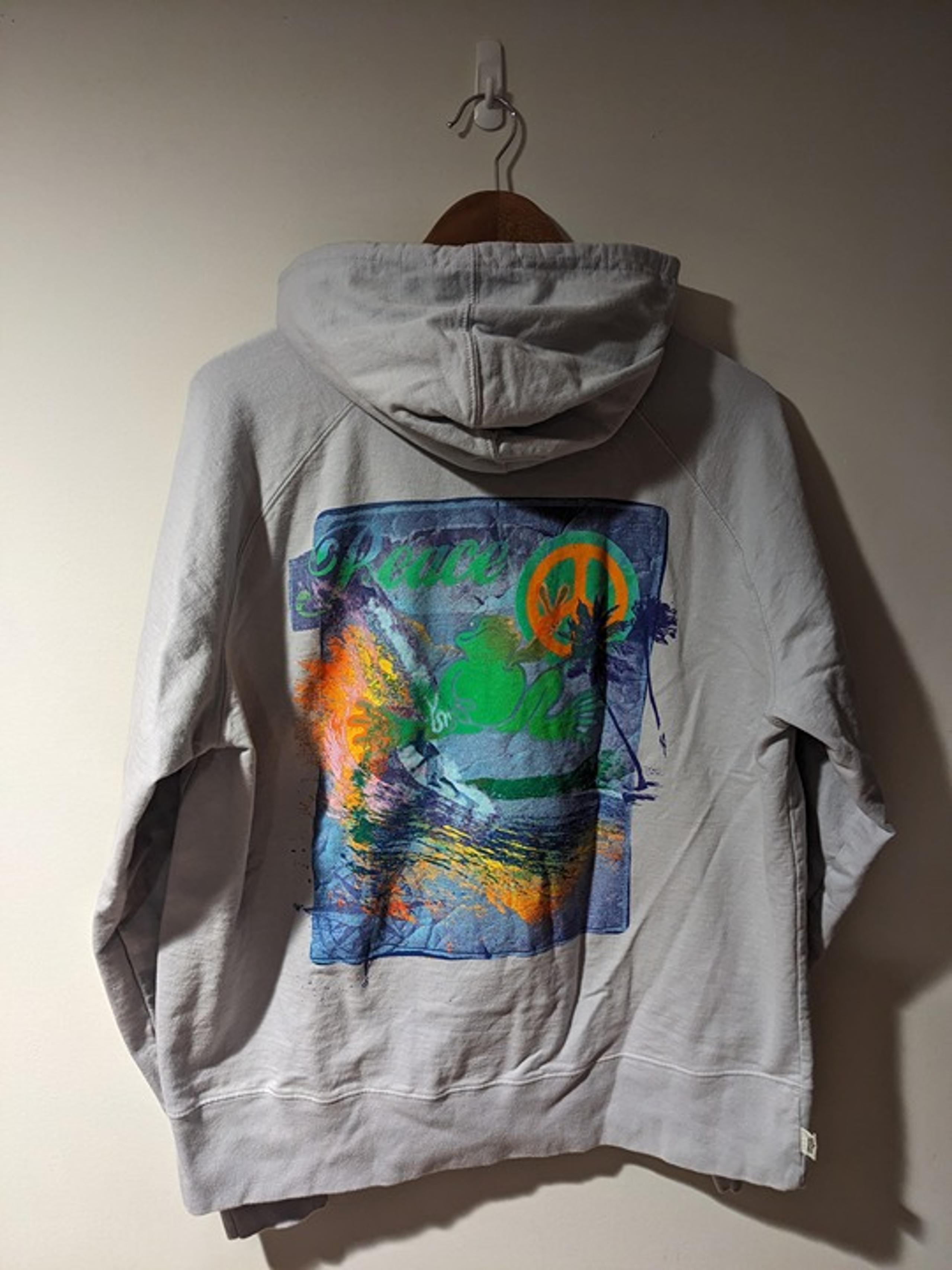 Vintage Y2K Peace Frogs Animal Nature Purple Large Full Zip Hoodie