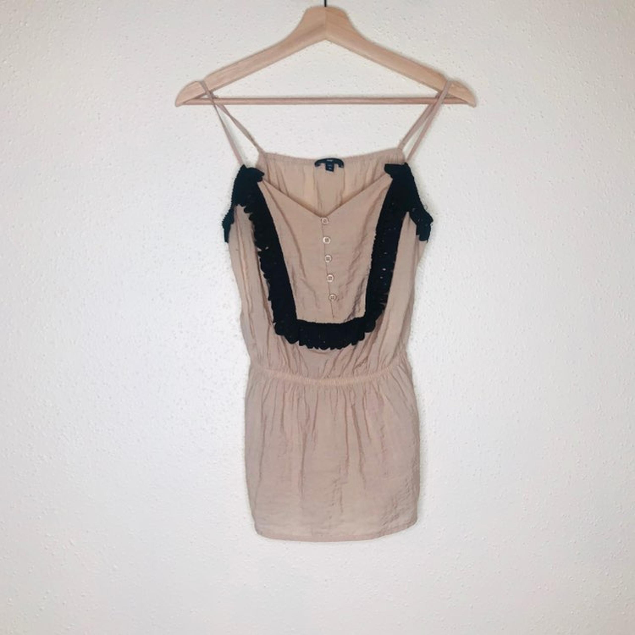 Gap Tan Cami w/Black Ruffle Trim