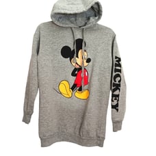 Disney Mickey Mouse Hoodie Classic Women's Size XS Gray SIDE LETTERS Streetwear