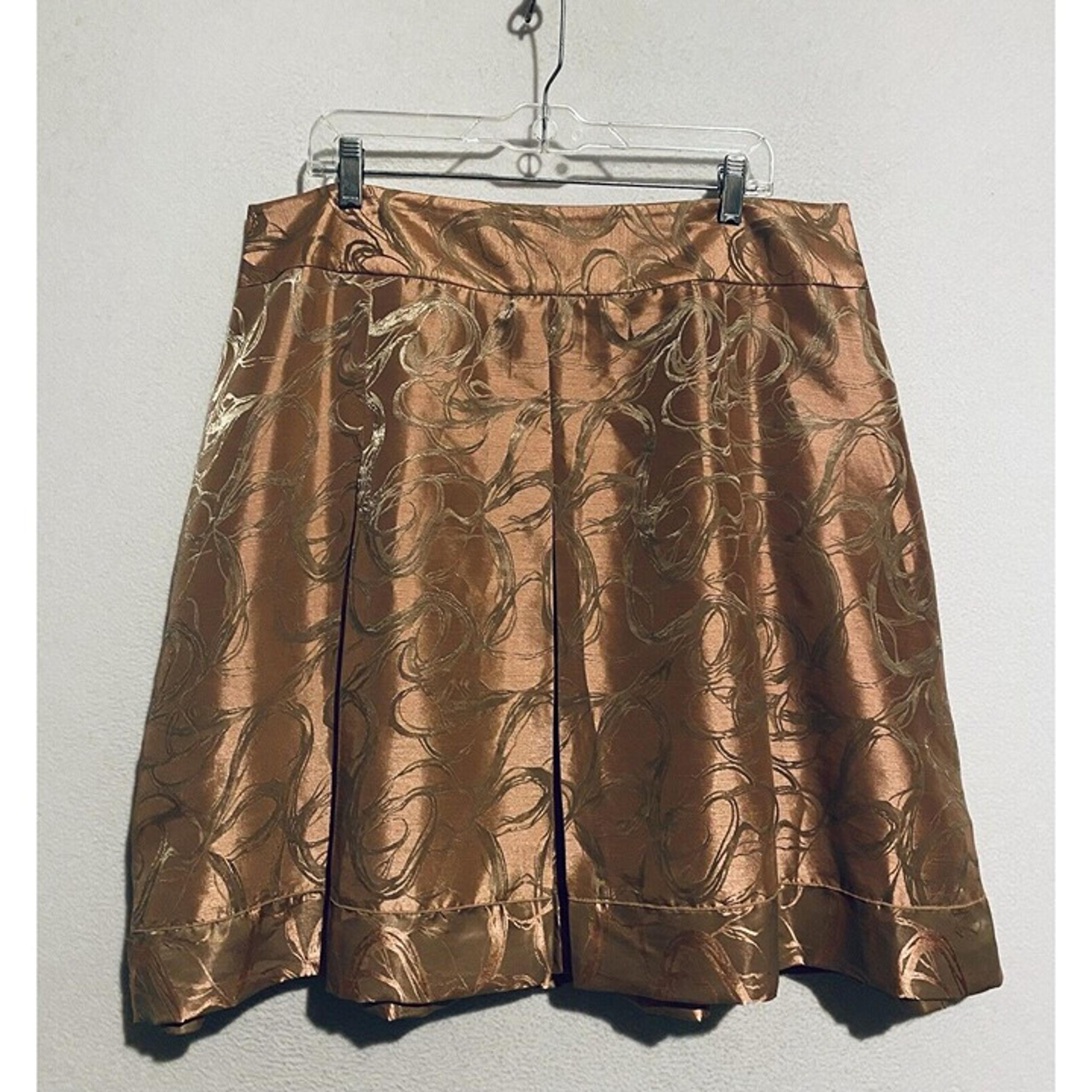 Eloquii by The Limited Skirt Womens 16 Copper Swirly Print Pleated Silky Flirty