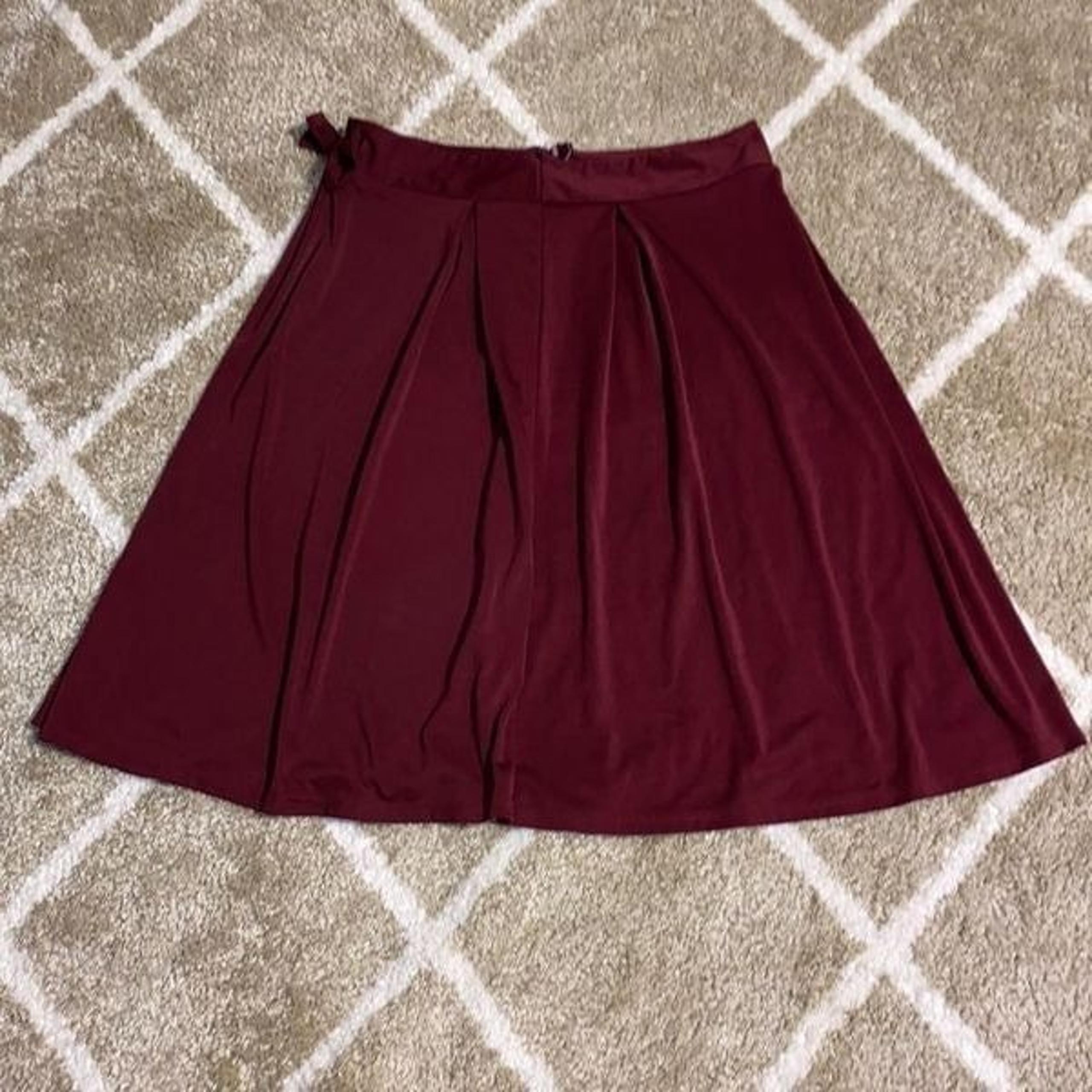 Shein Curve Burgundy A Line Midi Skirt