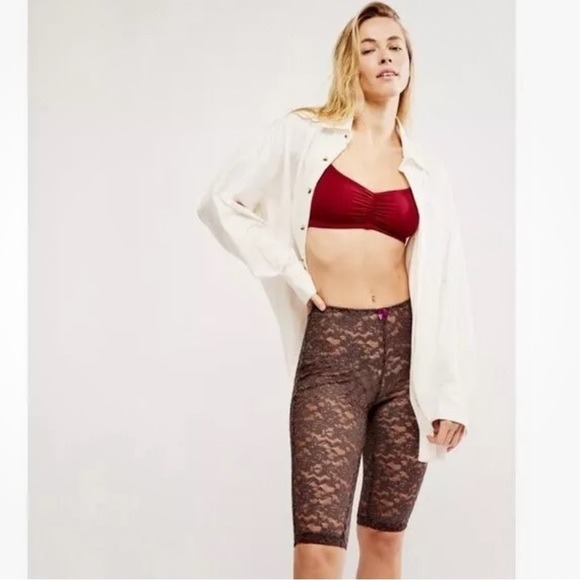 NWT FREE PEOPLE x Intimately FP All Day Lace Capri Color: Shaved Chocolate Large