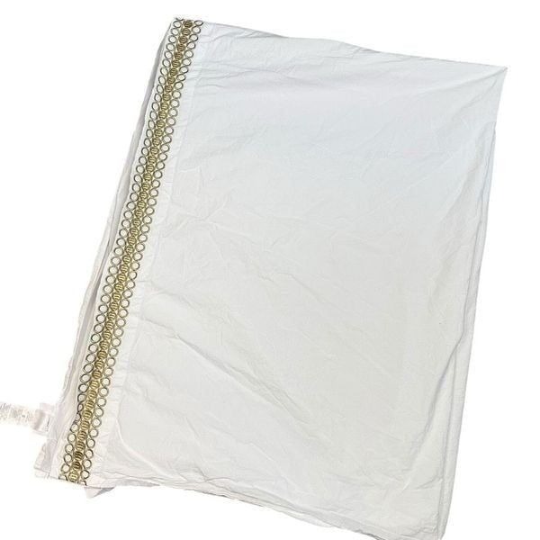 Lilly Pulitzer x Pottery Barn Twin XL White Flat Sheet Gold Embroidered Trim
