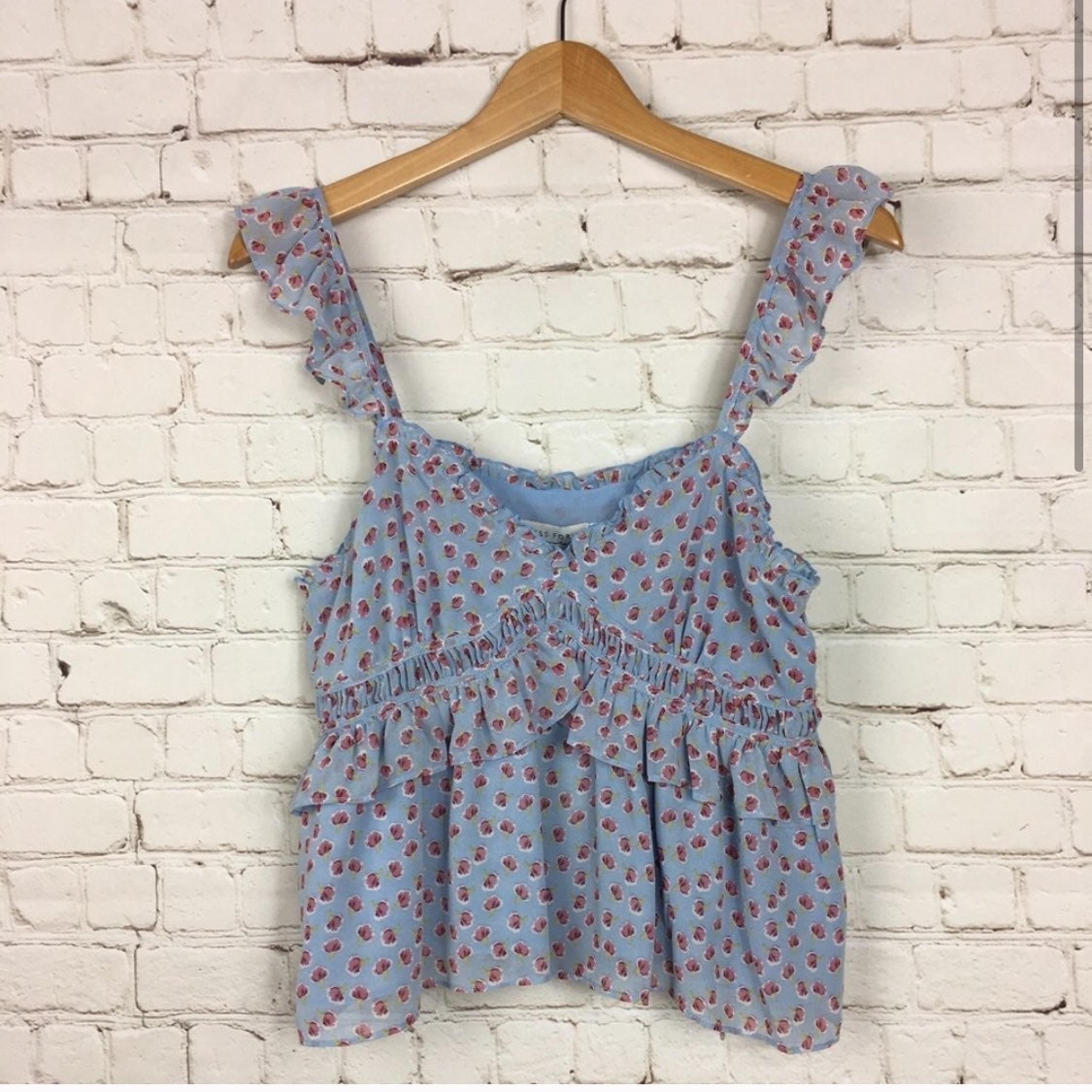 Blue Floral Flutter Tank Top