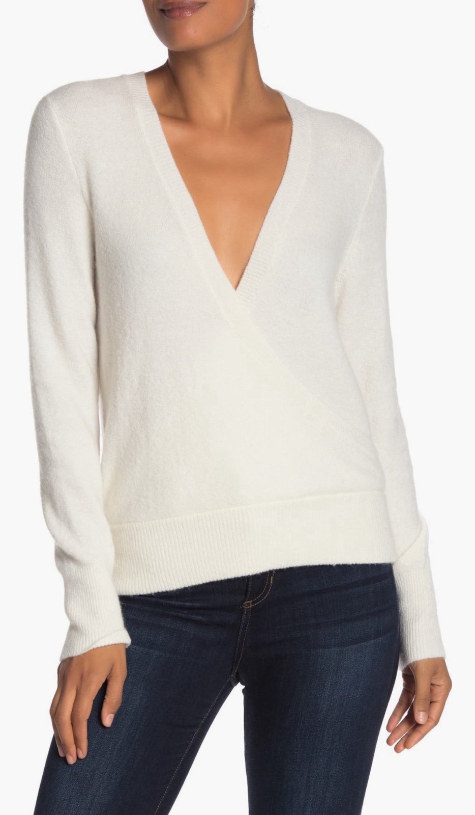 Madewell Ivory Faux Wrap Sweater