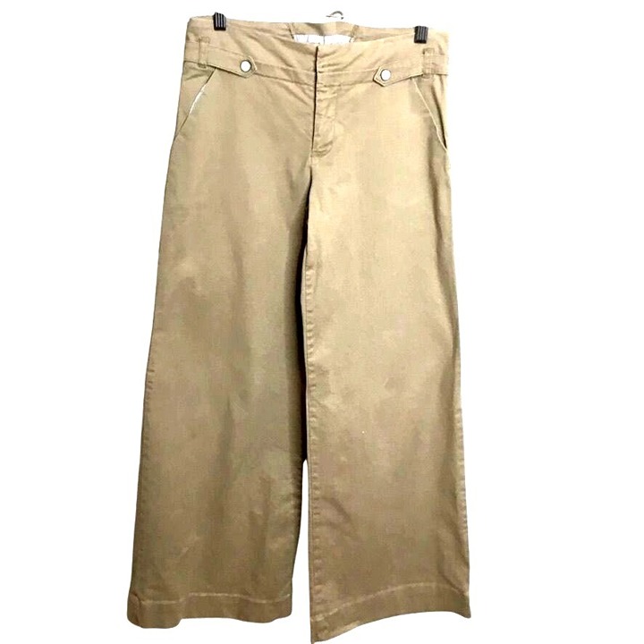 CARTONNIER Women Tan Wide Leg High Waist Trousers Y2K Utility Chic Cotton Pant 4