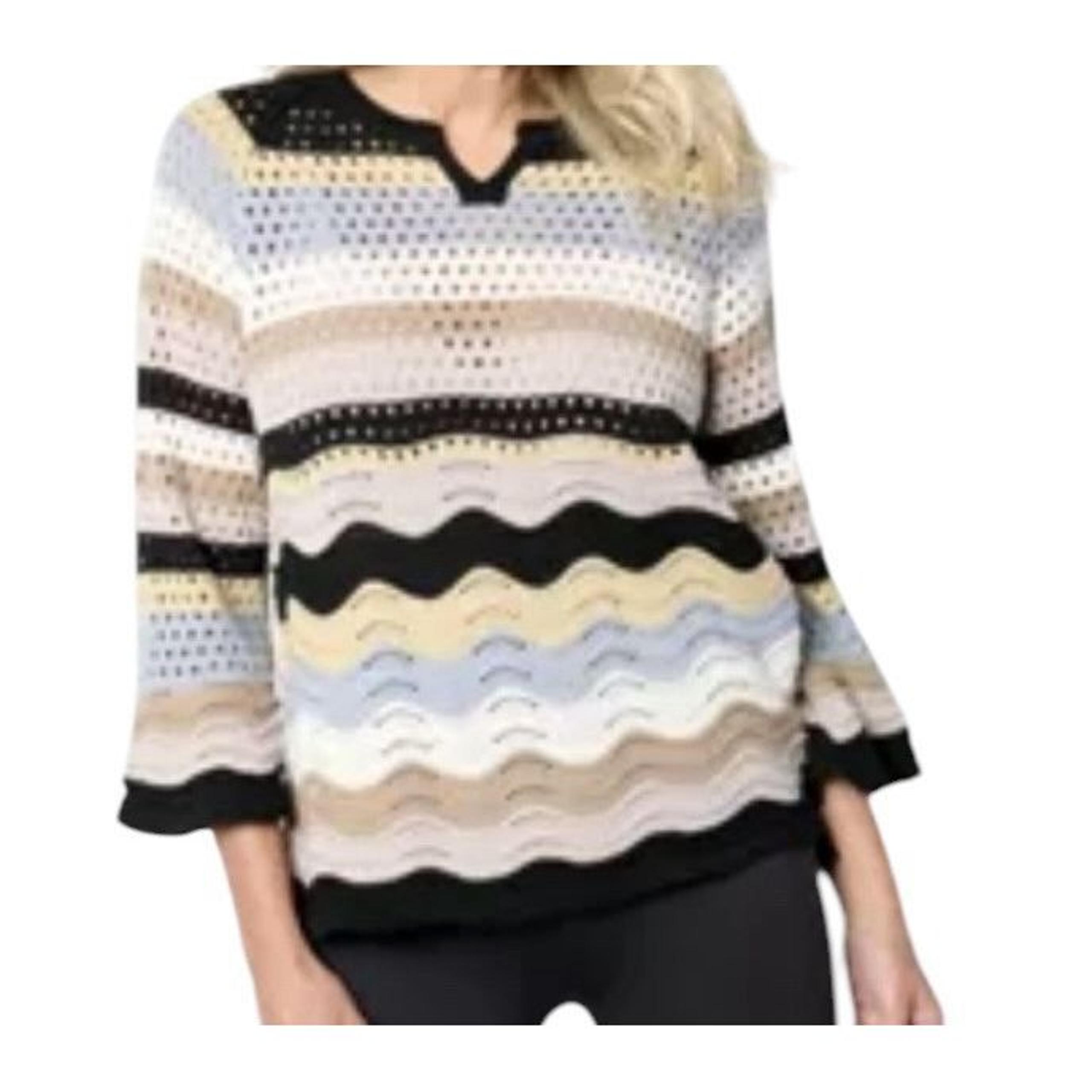 LOGO by Lori Goldstein Sweater Top Women 3X Plus Pullover Open Knit Stretch New