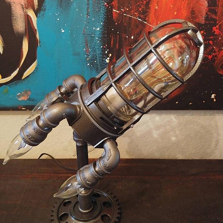 Unique Steampunk Rocket Lamp
