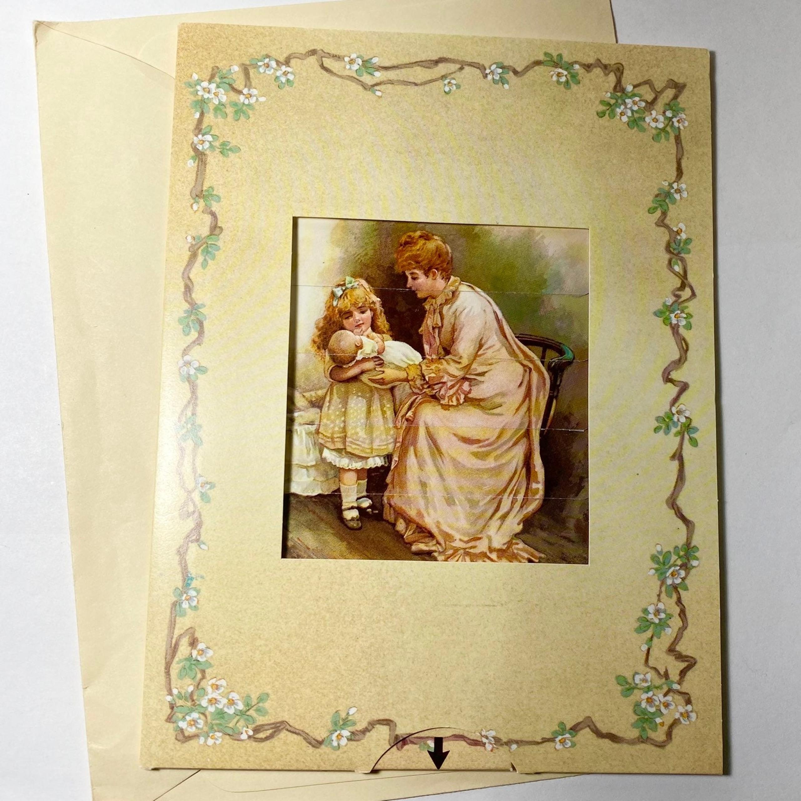 Vintage Large Double Pictures Greeting Card