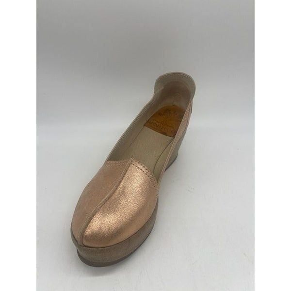 Mayan Roots Rose Gold Leather Wedge Platform Size 9