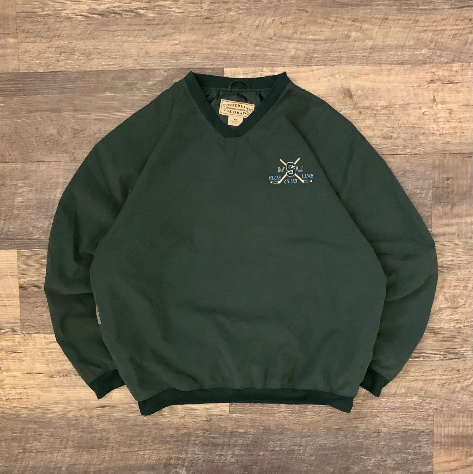 Y2K 2000s Michigan State Hockey Blue Line Club Faded Pullover Jacket Men’s Large